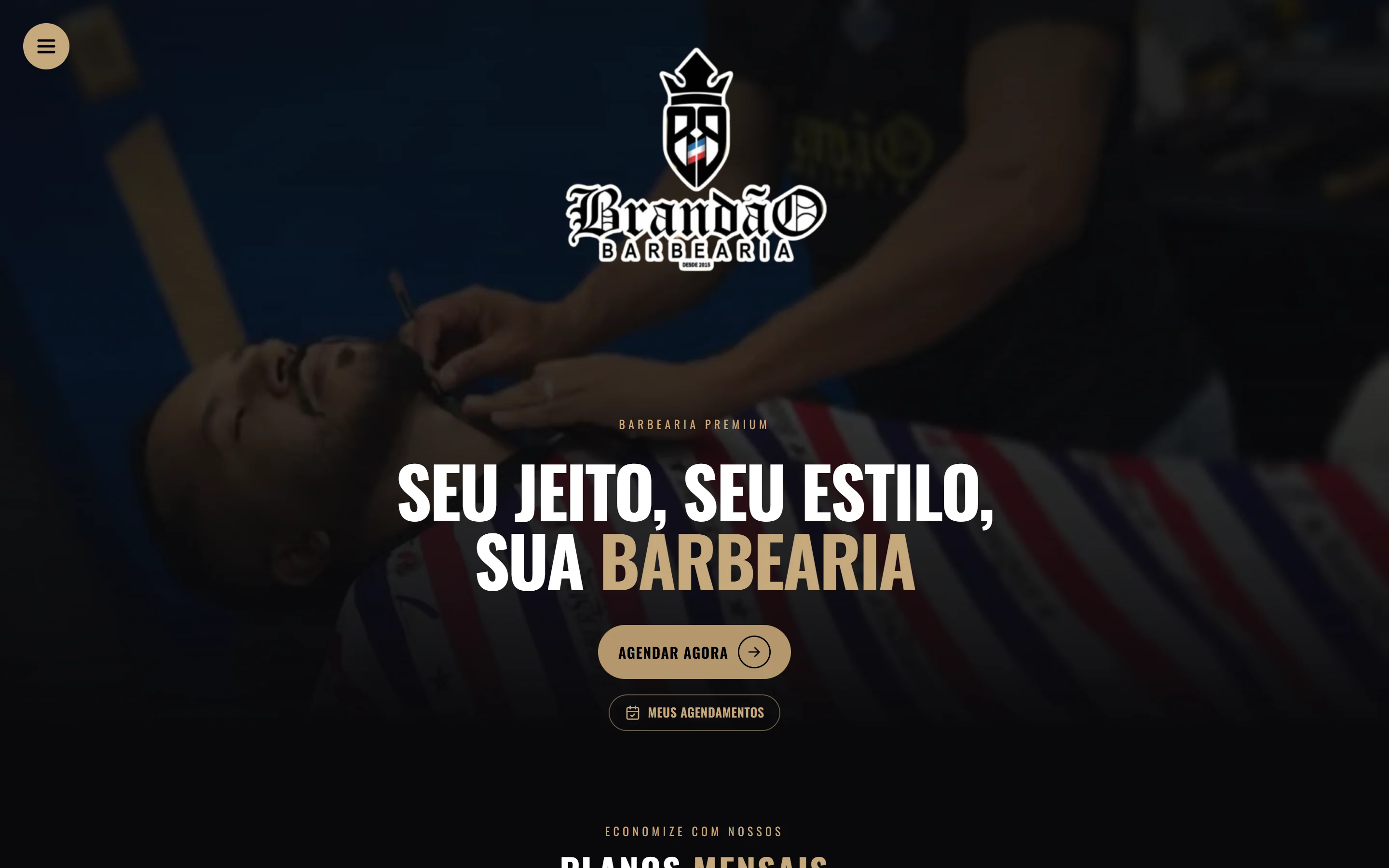 Página inicial do site Brandão Barbearia
